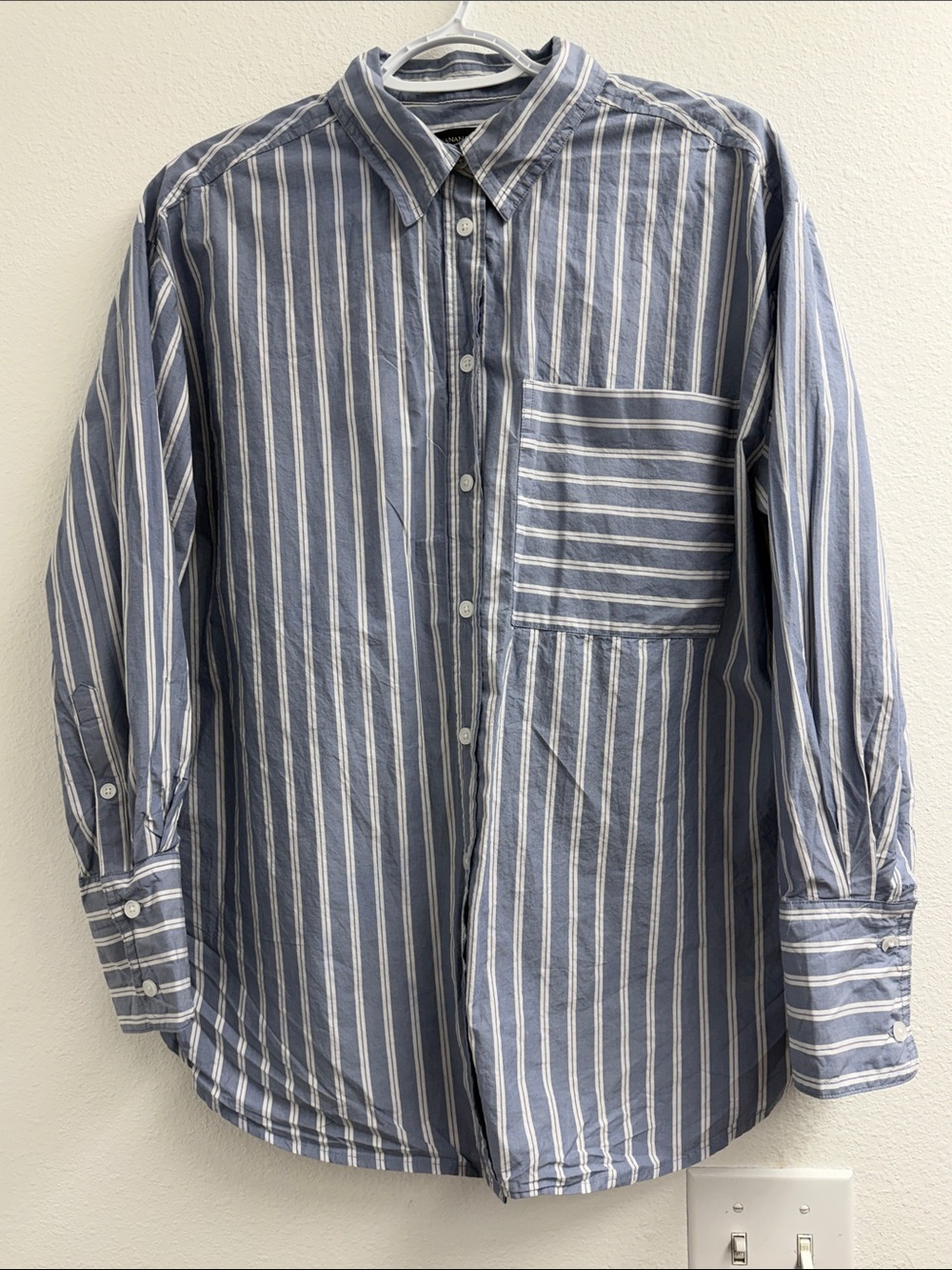 Banana Republic Blue and White Vertical Stripe Button-Down Shirt